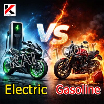 left motorcycle is electric and right side is Gasoline