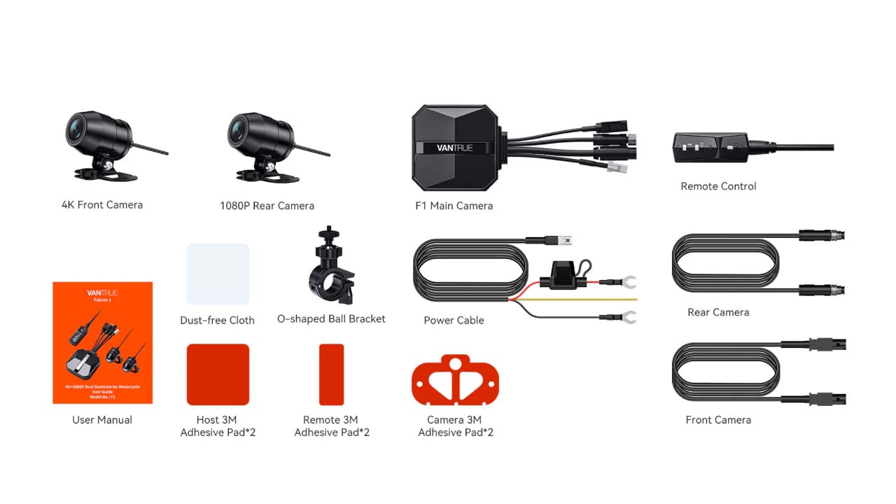 اقلام همراه و محتویات جعبه دش کم موتور سیکلت مدل فالکن 1